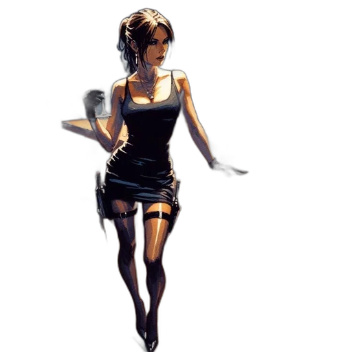 dress, staff, concept art, comic book art, pixel art, fantasy art, dark, monochrome transparent PNG cut-out