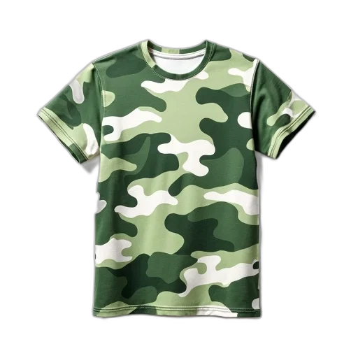 jacket, dress, green, white, t-shirt, camouflage, pattern, displayed transparent PNG cut-out