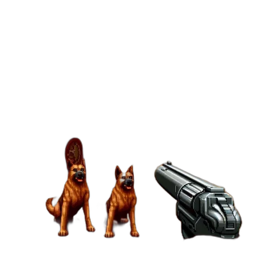 weapon, animal, staff, robot, pixel art, concept art, 3d render, photorealistic transparent PNG cut-out