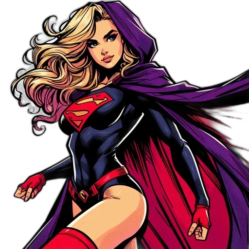 comic book art, concept art, cartoon, fantasy art, image, features, female, superhero transparent PNG cut-out