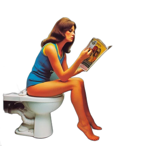 woman, reads, futuristic, bathroom, advanced, technology, featuring, rounded transparent PNG cut-out