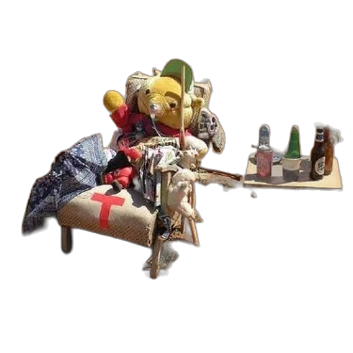 robot, weapon, furniture, concept art, outer space, makeshift, shrine, desert transparent PNG cut-out