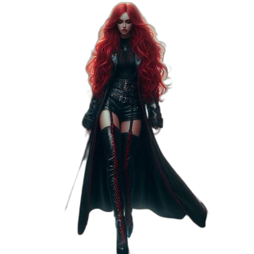 staff, dress, sword, concept art, fantasy art, comic book art, 3d render, dark transparent PNG cut-out