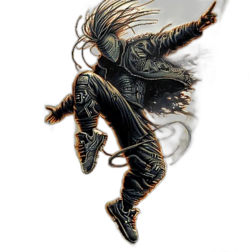 hair, dragon, jacket, staff, concept art, comic book art, fantasy art, pixel art transparent PNG cut-out