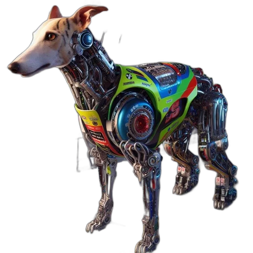 robot, animal, creature, weapon, concept art, cyberpunk, 3d render, watercolor transparent PNG cut-out