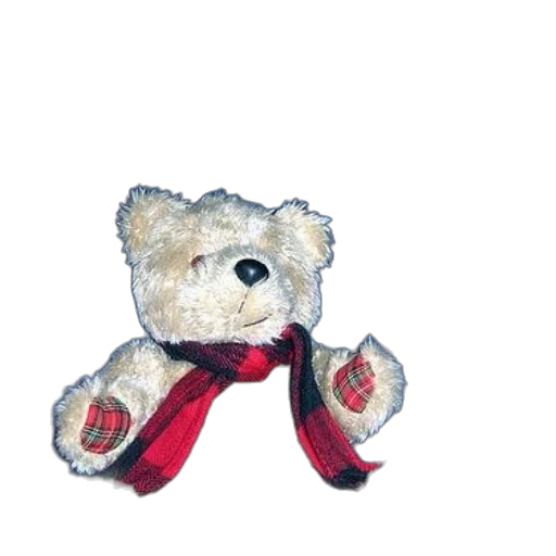 staff, jewelry, teddy, bear, plaid, scarf, sits, blue transparent PNG cut-out