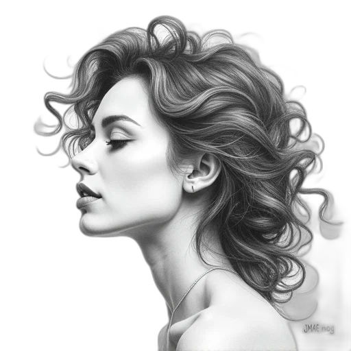 face, hair, crown, jewelry, photorealistic, pencil sketch, fantasy art, cartoon transparent PNG cut-out