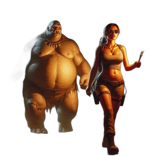 concept art, 3d render, fantasy art, photorealistic, large, muscular, creature, walks transparent PNG cut-out