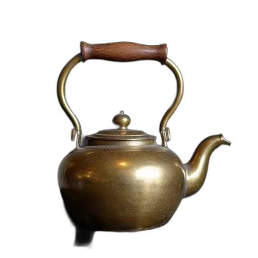 weapon, furniture, 3d render, photorealistic, old, brass, kettle, stove transparent PNG cut-out