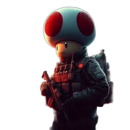 robot, mask, weapon, jacket, concept art, 3d render, pixel art, cyberpunk transparent PNG cut-out
