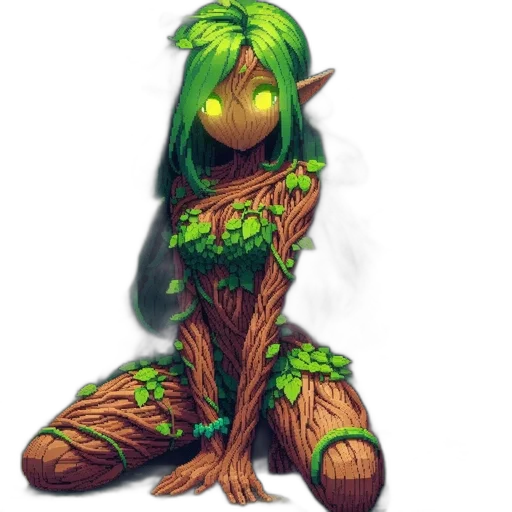 creature, tree, staff, dragon, concept art, fantasy art, pixel art, 3d render transparent PNG cut-out