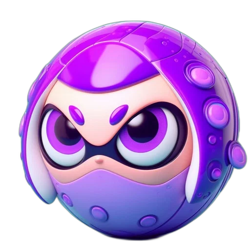 mask, weapon, 3d render, concept art, animated, character, round, purple transparent PNG cut-out