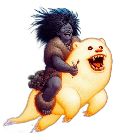 creature, animal, concept art, fantasy art, person, rides, large, fiery transparent PNG cut-out