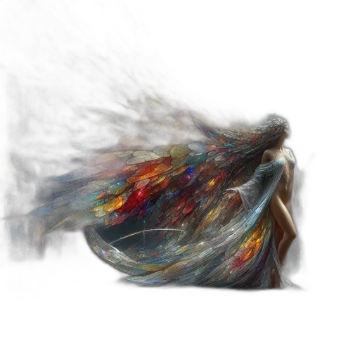 hair, dress, mask, dragon, concept art, fantasy art, watercolor, photorealistic transparent PNG cut-out