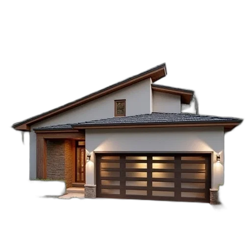 building, furniture, 3d render, photorealistic, concept art, earth tones, garage, apartment transparent PNG cut-out