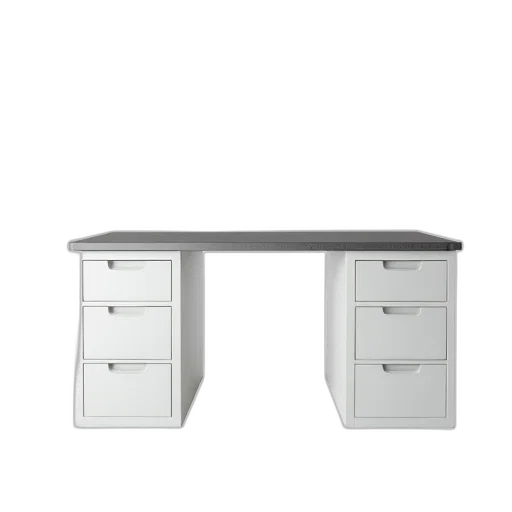 furniture, 3d render, photorealistic, monochrome, modern, white, desk, black transparent PNG cut-out