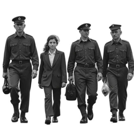 staff, jacket, concept art, black, white, photograph, depicts, group transparent PNG cut-out
