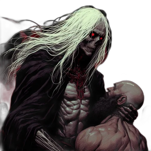 creature, comic book art, concept art, fantasy art, pixel art, dark, two, figures transparent PNG cut-out