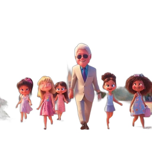 concept art, 3d render, cartoon, pastel, elderly, man, light-colored, suit transparent PNG cut-out