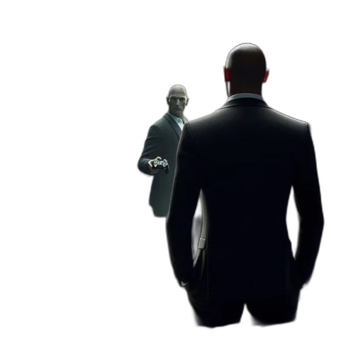 robot, staff, mask, jacket, concept art, 3d render, man, black transparent PNG cut-out