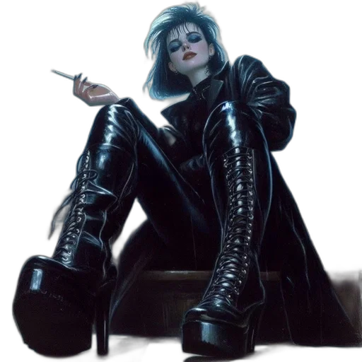 jacket, concept art, cyberpunk, comic book art, photorealistic, gothic, female, figure transparent PNG cut-out