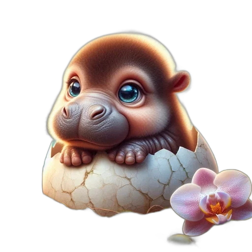 creature, animal, photorealistic, concept art, fantasy art, 3d render, baby, hippo transparent PNG cut-out