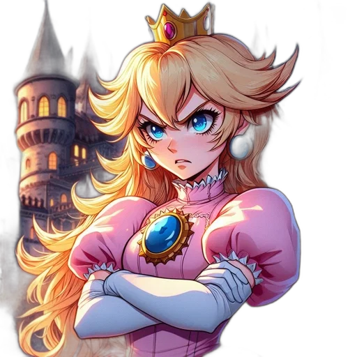 crown, staff, dress, weapon, anime, concept art, fantasy art, pixel art transparent PNG cut-out
