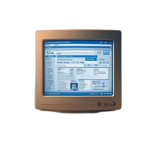 old, computer, setup, shows, open, webpage, urla, multiple transparent PNG cut-out