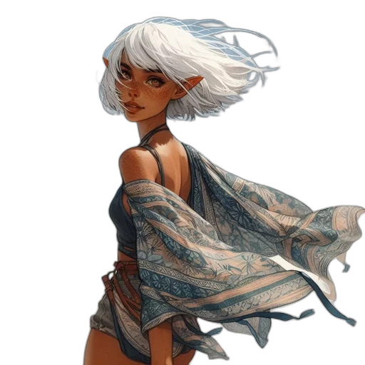 dress, face, jacket, concept art, fantasy art, watercolor, comic book art, blue transparent PNG cut-out