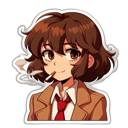 jacket, staff, face, hair, anime, pixel art, cartoon, watercolor transparent PNG cut-out