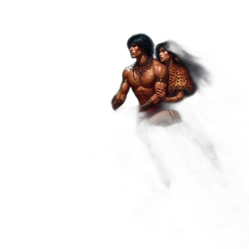 concept art, pixel art, photorealistic, fantasy art, fog, rain, muscular, man transparent PNG cut-out