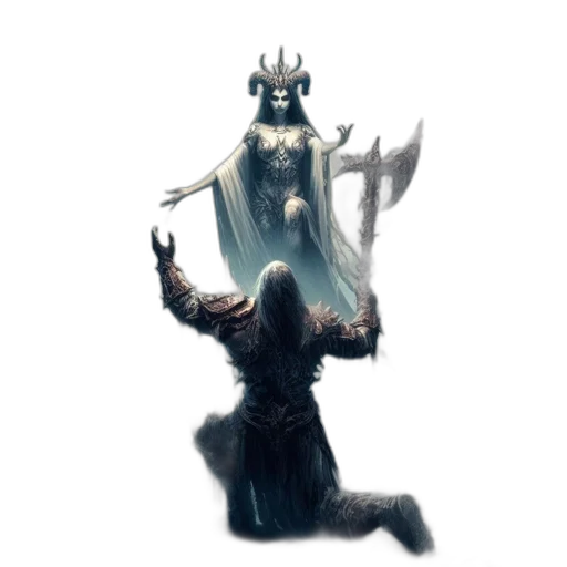 crown, creature, staff, sword, concept art, fantasy art, pixel art, comic book art transparent PNG cut-out