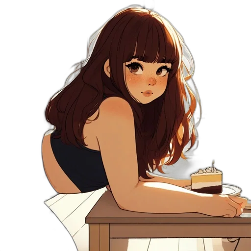 dress, hair, food, concept art, watercolor, anime, cartoon, fire transparent PNG cut-out