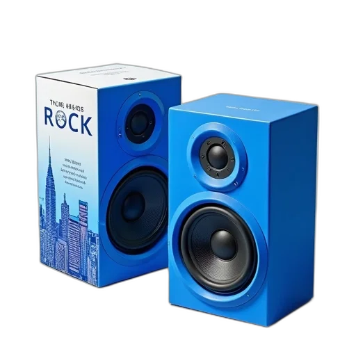 3d render, photorealistic, blue, speaker, circular, grill, visible, internal transparent PNG cut-out