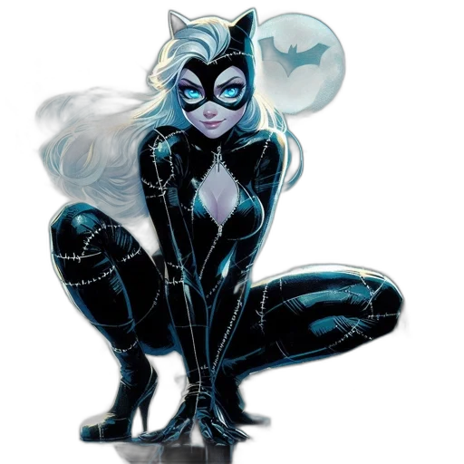 comic book art, concept art, cartoon, fantasy art, female, superhero, silver, hair transparent PNG cut-out