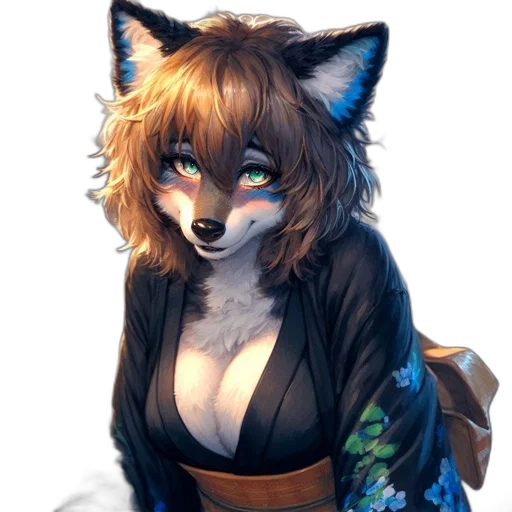 jacket, dress, staff, animal, fantasy art, anime, watercolor, pixel art transparent PNG cut-out