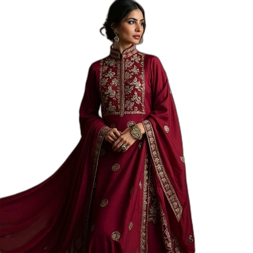 dress, photorealistic, red, dark, earth tones, colorful, maroon, cotton transparent PNG cut-out