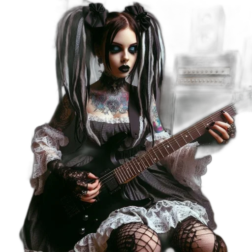 dress, fantasy art, concept art, photorealistic, anime, dark, monochrome, gothic transparent PNG cut-out