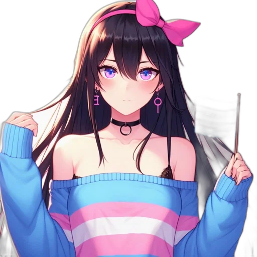 dress, staff, hat, weapon, anime, pixel art, vaporwave, cartoon transparent PNG cut-out