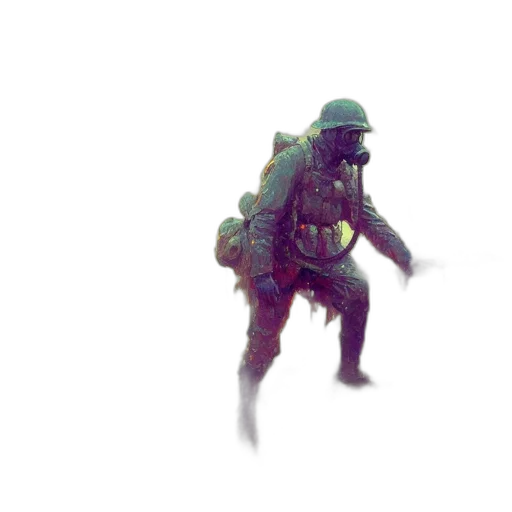robot, creature, weapon, jacket, concept art, 3d render, pixel art, watercolor transparent PNG cut-out