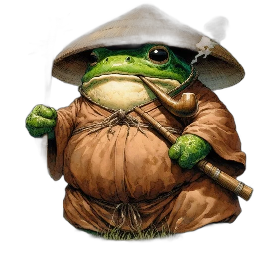 staff, hat, jacket, animal, concept art, photorealistic, fantasy art, frog transparent PNG cut-out