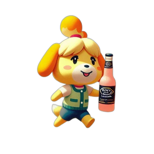 bottle, animal, food, jacket, 3d render, pixel art, concept art, vaporwave transparent PNG cut-out