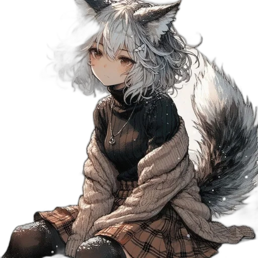 animal, dress, staff, creature, fantasy art, pixel art, watercolor, anime transparent PNG cut-out