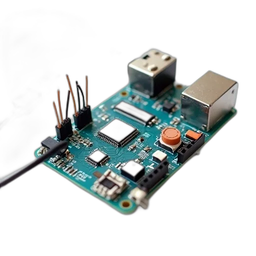 circuit, board, various, electronic, components, attached, including, microcontroller transparent PNG cut-out
