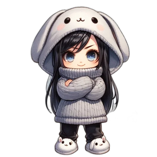 jacket, animal, creature, pixel art, anime, concept art, cartoon, snow transparent PNG cut-out