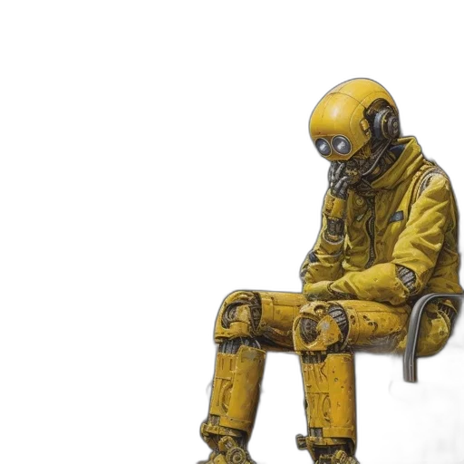 robot, jacket, furniture, mask, concept art, cyberpunk, comic book art, watercolor transparent PNG cut-out