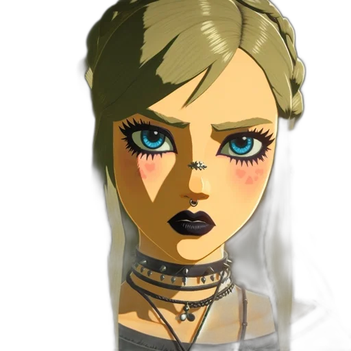jewelry, face, mask, dress, concept art, cartoon, 3d render, fantasy art transparent PNG cut-out