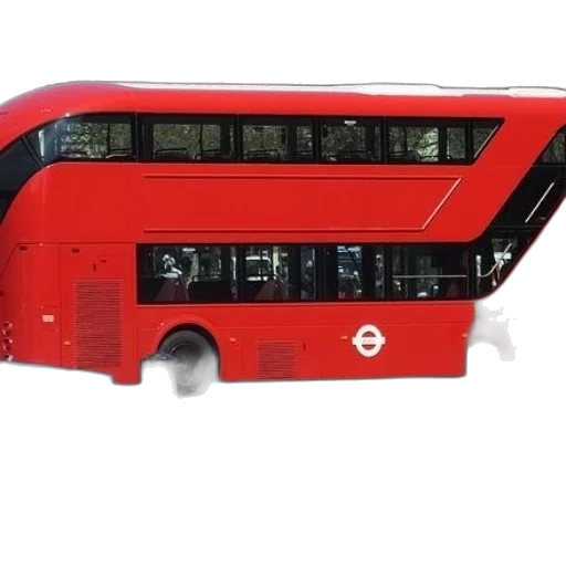 3d render, concept art, photorealistic, red, double-decker, bus, word, hybrid transparent PNG cut-out