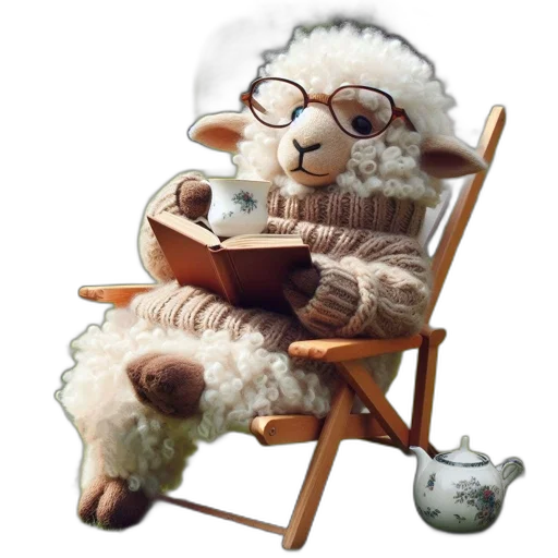 furniture, 3d render, photorealistic, concept art, plush, toy, sheep, sweater transparent PNG cut-out