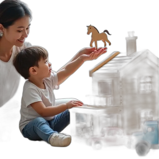 photorealistic, 3d render, concept art, oil painting, woman, holding, child, hand transparent PNG cut-out